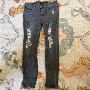 Judy Blue Charcoal Distressed Skinny Jeans